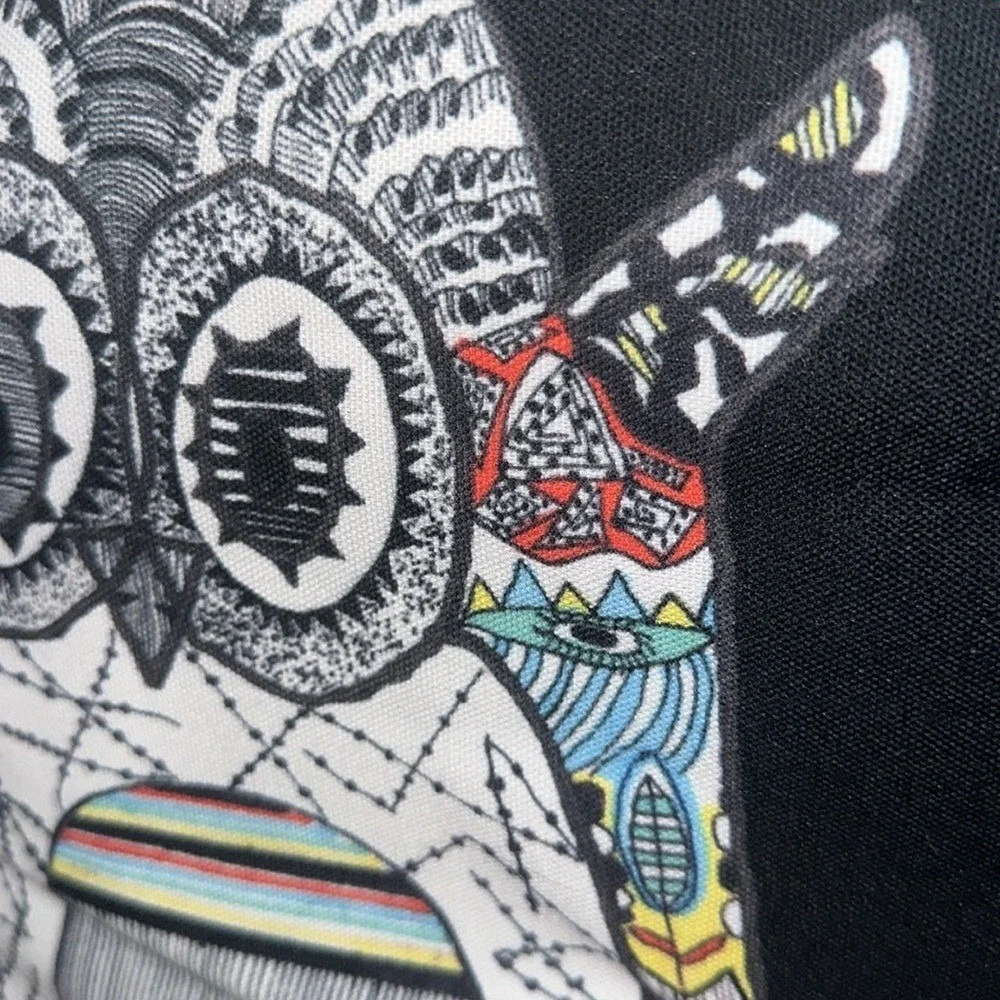 Psychedelic Owl Decorative Throw Pillow Black Canvas Boho Abstract Art Accent
